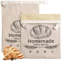 ISTOVO 2pcs Beeswax Bread Bag, Suit for Sourdough and Homemade Sourdough, Food Storage Bag, Suit for Freeze and Preserve