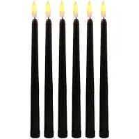 Semoic Pack of 6 Black LED Birthday Candles,Yellow Flameless Flickering Battery Operated LED Halloween Candles