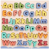 Tlily Wooden Alphabet Puzzle Toys ABC Letter and Number Puzzle for Toddlers 18+ Months Old Preschool Learning for Kids B