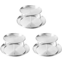 Semoic 3X Seafood Plate Set Double Stainless Steel Snack Plate Afternoon Tea Cake