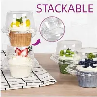 Tlily Individual Cupcake Containers, 100 Pcs Clear Cupcake Boxes, Cupcake Holders with Lid, Single Compartment Muffin Carrier
