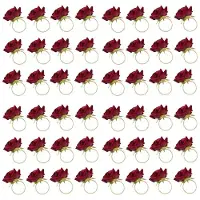 Typecat 48 PCS Red Rose Shape Towel Buckle Napkin Ring Wedding Party Valentine'S Day Hotel Table Decor Metal Gold Napkin Holder
