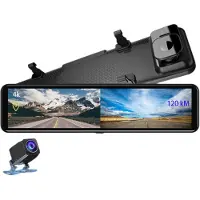 Torribaly 12 Inch Dash Cam 4K Ultra HD 2160P IMX415 Rearview Mirror Dual Lens Dashcam Front and Rear Car DVR Dash Camera