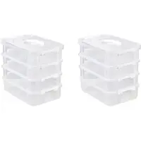 Torribaly 2X Extra Large 4-Tier Stackable Storage Box with Lid Clear Plastic Organizer Toy Building Block Storage Box