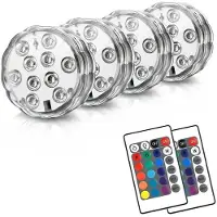 Kepptory Waterproof LED Submersible Lights with Remote, 16 Colors, 4 Modes for Pools, Bathtubs, and More