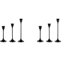 Typecat Taper Candle Holders Black Candlestick Set of 6 Candle Stick Long Holder for Fireplace Dining Table Home Decoration