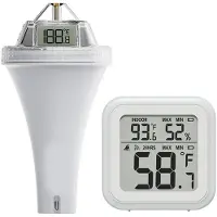 Typecat Floating Pool Thermometer Outdoor Pool Temperature Sensor Indoor Humidity Monitor Accurate Water and Air Temp Readings