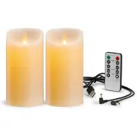 Semoic LED Flickering Flameless Candles,Rechargeable Candle,Real Wax Candles with Remote Control,Electronic Waving Lamp Glossy