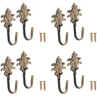 Torribaly 8pcs Vintage Maple Leaves Curtain Tieback Tassel Hooks Door Wall Hook Bronze