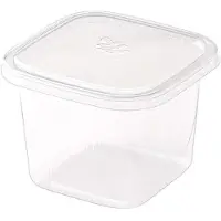 Kepptory 50Pcs 400mlClear Plastic Dessert Cups with Lids Reusable Square Cupcake Containers Single Serve Sealed Mousse Cake Boxes