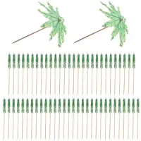 Semoic 60 Pieces Green Tropical Coconut Tree Paper Umbrellas Picks Cocktail Parasols Cupcake Picks for Hawaiian Party