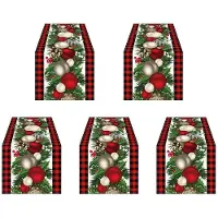 Torribaly 5X Linen Red and Black Check Plaid Christmas Table Runner 72 Inches Long Seasonal Winter Christmas Table Decoration