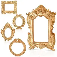 Torribaly 5 Pieces Vintage Resin Picture Frame Vintage Photo Frame Oval Rectangle Gothic Frames Hanging Photo Frame