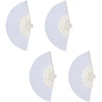 Typecat 40X Fan in White Silk Fabric + Bamboo with Gift Bag in Muslin for Wedding Personalized Dancing Writing Painting