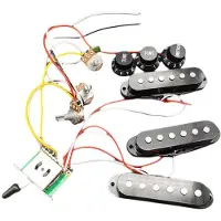 ISTOVO Single Coil Guitar Pickup Set with 250K Wiring Harness for ST Electric Guitar Black