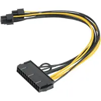 Typecat 1Pcs PC PSU ATX 24-Pin Female to Dual PCI-E 6-Pin Male Converter Adapter GPU Power Cable Cord 18AWG 30cm Jumper