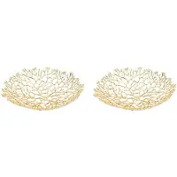 Torribaly 2X Metal Fruit Bowl Ornaments Home Coffee Table Dining Table Fruit Basket Model Room Hotel Crafts Soft-Mounted
