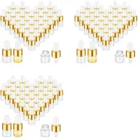 ISTOVO 300Pcs Glass Dropper Bottle Bulk Clear Essential Oil Dropper Bottles Small Glass Dropping Sample Containers 1 Ml