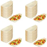 Torribaly 200X Finger Food - Bowls, "Boat" Biodegradable Wood 11 cm x 6.5 cm