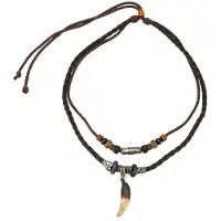 Melitt Leather Tribal Necklace for Women and Men Vintage Bohemian Style Ethnic Beads Choker Braided Adjustable Double Layers