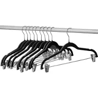 Tlily 10 Pack Clothes Hangers with Clips Black Velvet Hangers Use for Skirt and Clothes Hanger Pants Hanger Ultra Thin No Slip