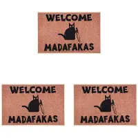 ISTOVO 3X Dark Cat Welcome Madafakas Full Print Doormat Fun Doormat Home Decor Kitchen Bathroom Decor Give People Fun Gifts
