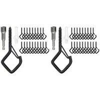 Exogio 40X Screw Hooks with Safety Buckle, Heavy Duty Ceiling Hooks for Hanging Outdoor String Lights, Plants, Wind Chimes