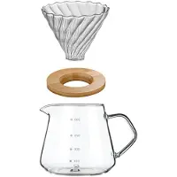 Torribaly Coffee Filter Cup with Wood Stand 600ml Coffee Machine Hand Brew Coffee Pot Set Coffee Maker Cup Accessories