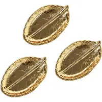 Torribaly 3X Decorative Gold Leaf Ceramic Plate Dish Porcelain Candy Trinket Dish Jewelry Fruit Serving Tray Storage Plate