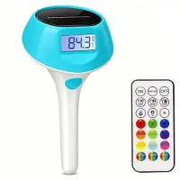 Kepptory Solar Digital Pool Thermometer Floating Solar Pool Light IP68 Waterproof 22 Colors 5 Modes for Pool Outdoor Parties