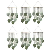Semoic 6X Leaf Macrame Wall Hanging Boho Room Home Decor Woven Aesthetic Wall Home Room Wedding Decoration Green