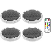 Kepptory Solar Rechargeable Floating Pool Lights(4 Pack), Pool Lights That Float with Remote Control, 7 Lighting, Timing Mode