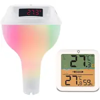 Typecat Digital Pool Thermometer Floating Easy Read,Solar Panel and LED Screen,IP68 Waterproof with RGB Light, for Swimming Pool