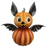 Semoic Halloween Scary Bat Pumpkin Ornaments Pumpkin Shaped Home Decoration Resin Cute Bat Decoration B