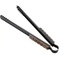 Tlily Multi-Functional BBQ Accessories, Thickened Stainless Steel Carbon Clip with Insulated Solid Wood Handle