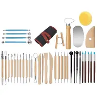 Typecat 40Pcs Pottery Clay Sculpting DIY Tools, Double Sided Air Dry Ceramic Clay Carving Tool Set,Pottery Modeling Smoothing
