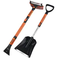 Tlily Multi-Functional Snow Shovel and Brush Kit, Ice Scraper and Retractable Snow Brush, Detachable Snow Scraper