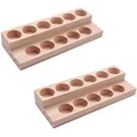 Typecat 3X 11 Holes Wooden Essential Oil Tray Handmade Natural Wood Display Rack Demonstration Station for 5-15Ml Bottles