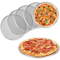 Tlily Pizza Screen, 6 Pack 8 Inch Seamless Aluminum Pizza Pan with Holes, Non Stick Grade Pizza Baking Trays for Oven, Kitchen