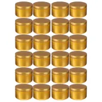 Tlily 24 Pcs Candle Jar Decorative Labels Empty Storage Tins Candle Tin Can Candlestick Holders Round Tin Containers, B