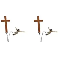 Semoic 2X Jesus Bungee WallCross Decoration Home Office Church Wall Hanging Jumping Crucifix ChristSavior Festival Gift Home
