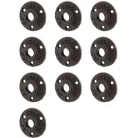 Torribaly 10pcs 1/2 Inch Black Cast Iron Pipe Fittings Floor Flange BSP Threaded