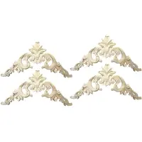 Semoic 4X 15 x 15cm Rubber Wood Carved Corner Onlay Applique Exquisite Unpainted