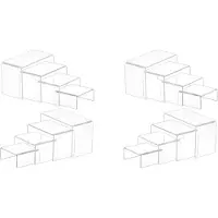 Torribaly 16 Pcs 4 Set Small Acrylic Risers, Thick Clear Acrylic Display Stand, Rectangular Desktop Showcase Collectibles