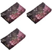 Torribaly 3X Glass Door Decorative Curtain Peony Voile Curtain Tulle with Lace Ham Pendants French Window Drape Sheer,