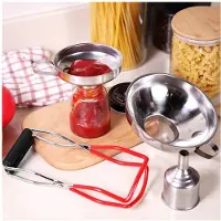 ISTOVO 2X Funnel Stainless Steel Set, Kitchen Jam Funnel,Filling Funnel Preserving Funnel with Preserving Jars Lifters