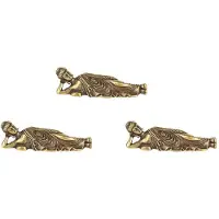 ISTOVO 3X Retro Golden Lying Amitabha Buddha Statue Buddha Sculpture Figurines Copper Pure Brass Home Decoration Buddha