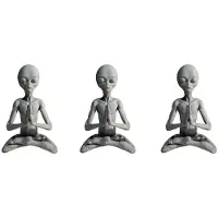 Torribaly 3X Witchcraft Meditation Alien Statue Resin Ornament Alien Garden Home Office Yard Art Decor for Indoor Outdoor