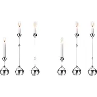Torribaly 6X Silver Candle Holder, Metal Candlestick Romantic Art Table Decoration for Home Dining , Wedding Photography Props