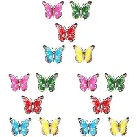 Torribaly 15x Colorful 3D Metal Butterfly Yard Decor Hollow Out Butterfly Garden Large Decorative Wall Art Fence Sculpture